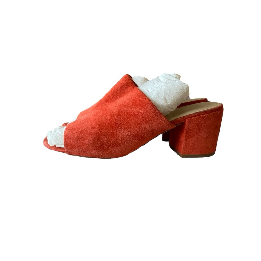 MARC FISHER RED SUEDE Slide MULE BLOCK HEELs SIZE 8